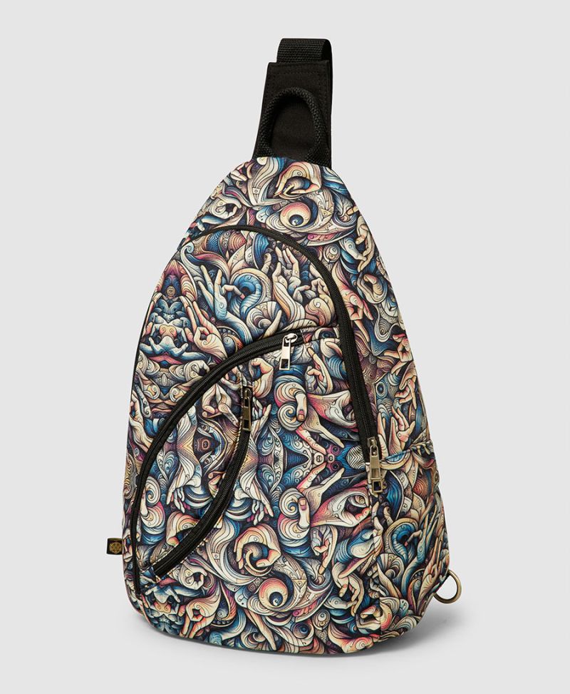 Mudra print sling backpack 