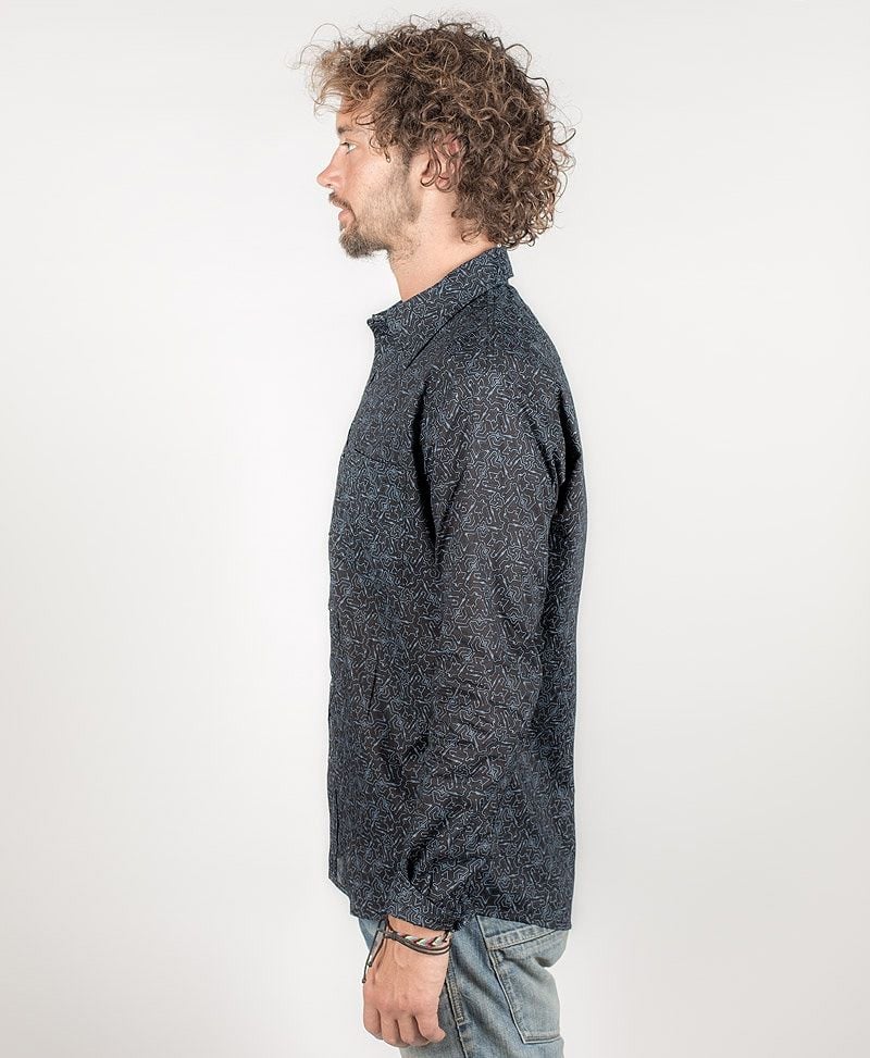 Plonter Long Button Shirt ➟ Black