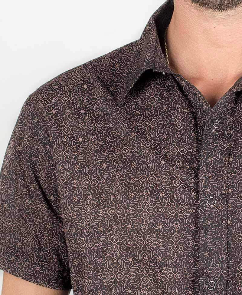 Hamsa Button Shirt ➟ Black