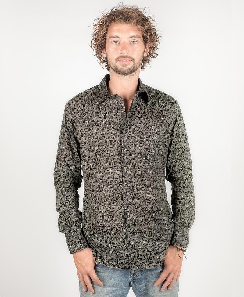 psy-clothing-men-wear-button-down-long-sleeve-shirt-beehive-black