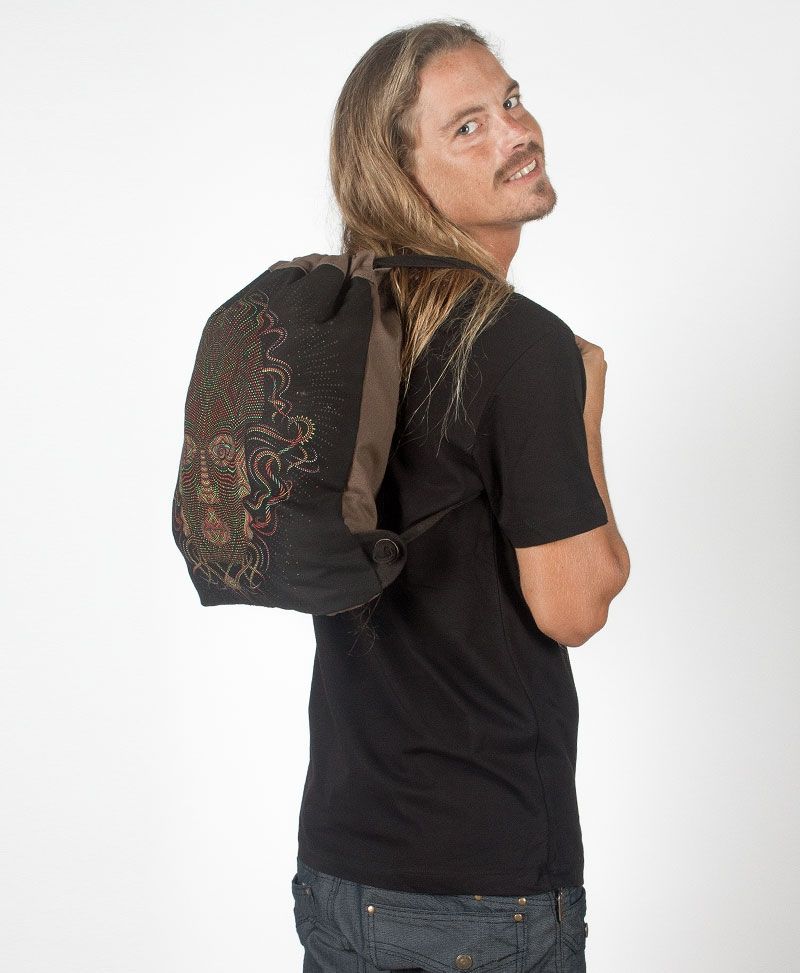 Trimurti Drawstring Backpack ➟ Black & Grey