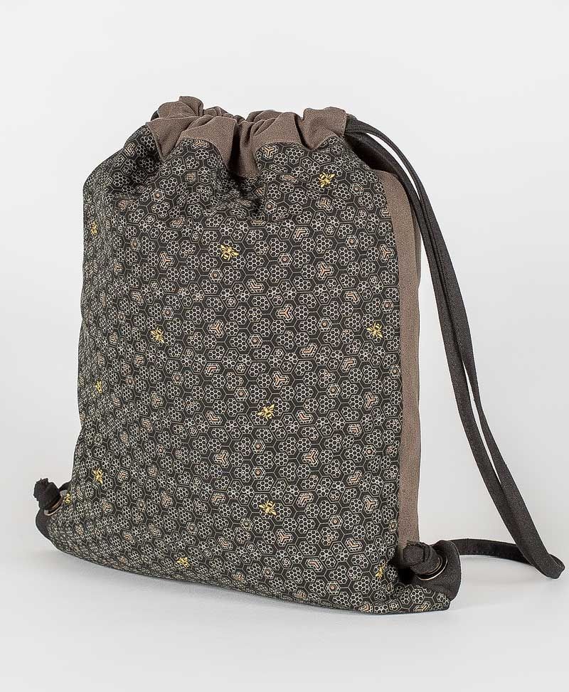 Bees Drawstring Backpack ➟ Black & Grey