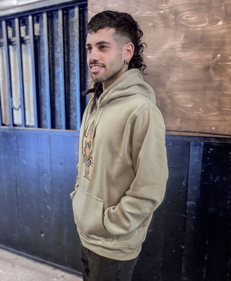 Trishulamuki Pullover Hoodie - Beige