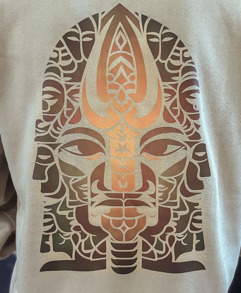 Trishulamuki Pullover Hoodie - Beige