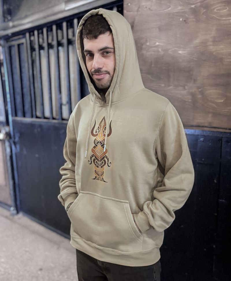 Trishulamuki Pullover Hoodie - Beige