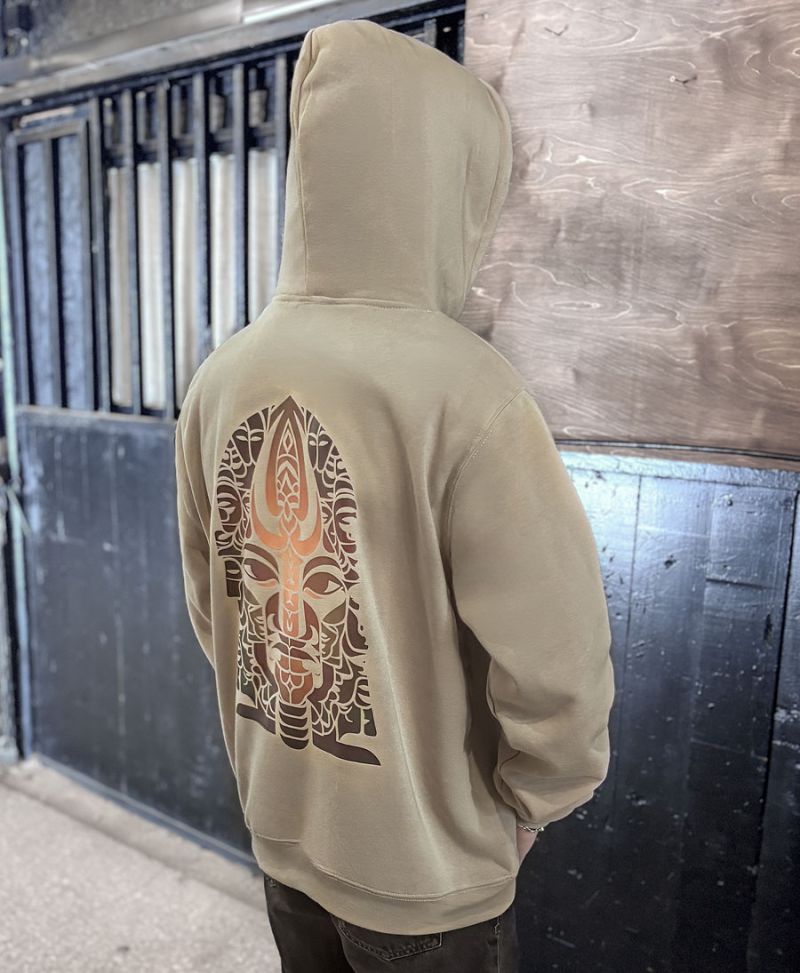 Trishulamuki Pullover Hoodie - Beige