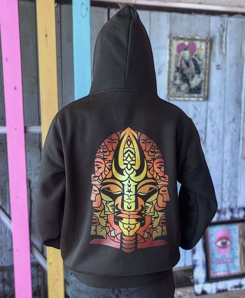 black printed hoodie pullover sweatshirt 