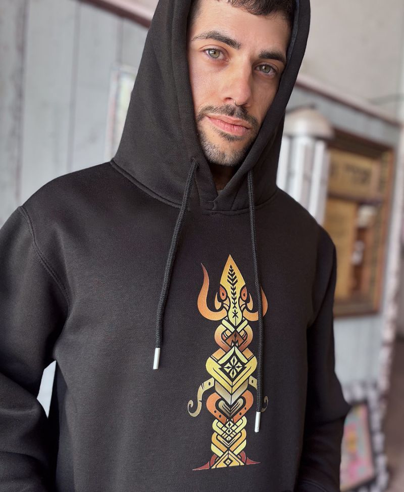 Trishulamuki Pullover Hoodie - Black