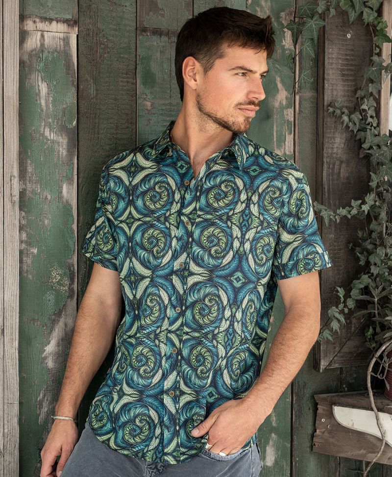 Spiral button up shirt full print