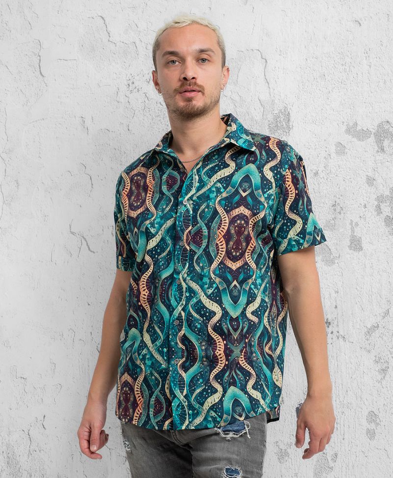 Psychedelic blue Button up shirt 