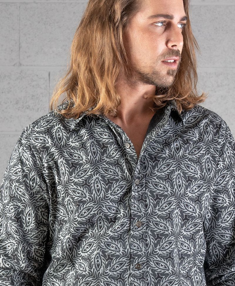 Eyesee Long Button Shirt ➟ Black