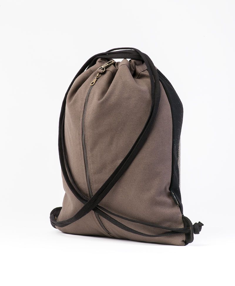Trimurti Drawstring Backpack ➟ Black & Grey