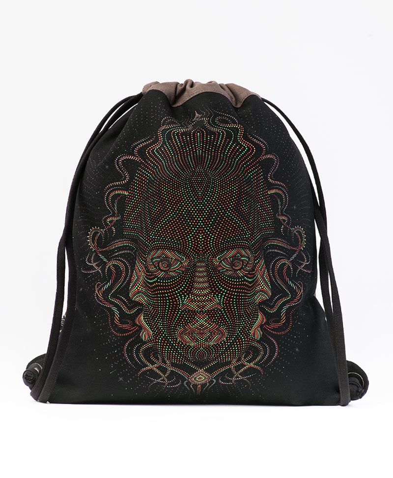 Trimurti Drawstring Backpack ➟ Black & Grey