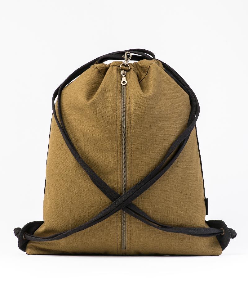 Peyote Drawstring Backpack ➟ Black & Khaki