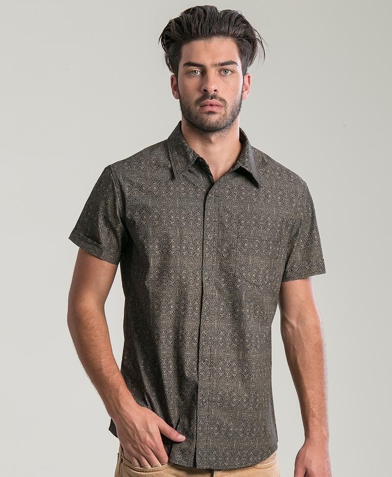 psychedelic clothing mens button up shirts shipibo Kené