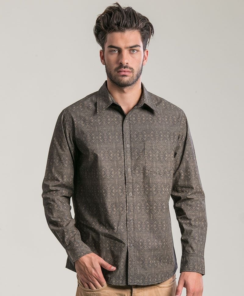 psychedelic clothing mens button up shirts shipibo Kené