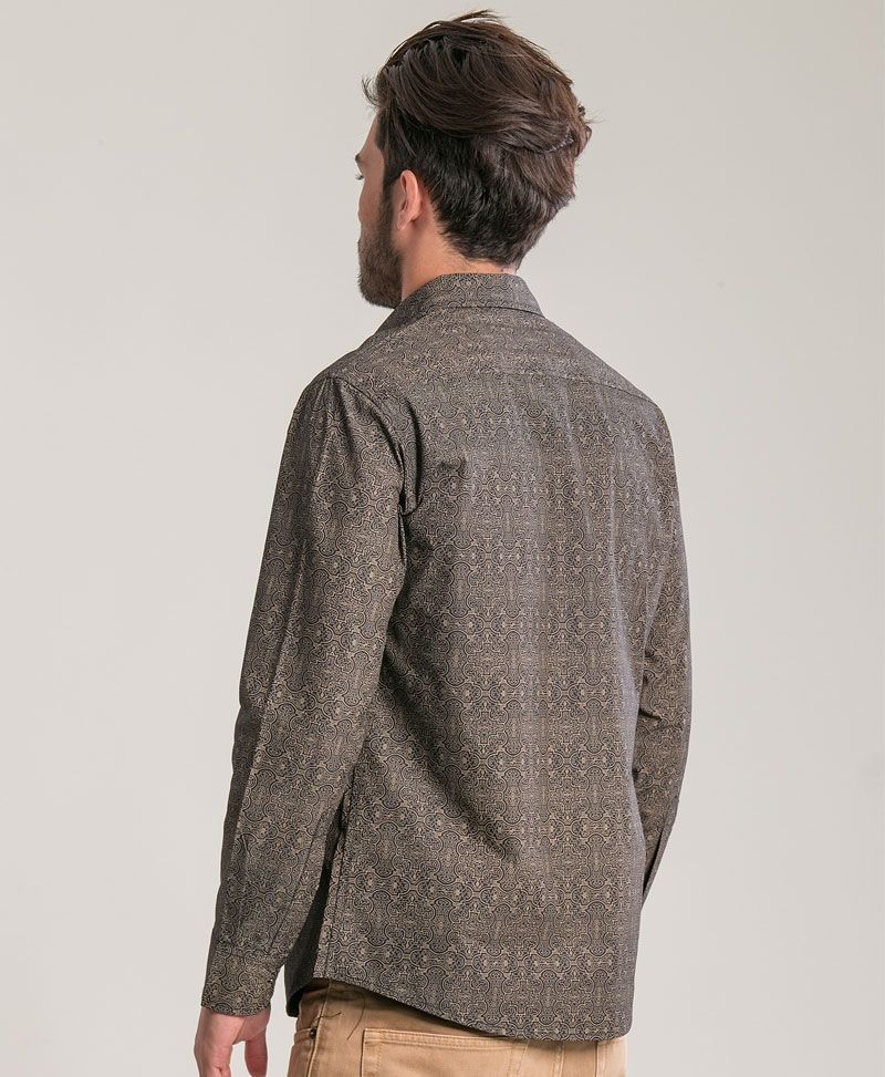 Shipibo Kené Long Button Shirt ➟ Black