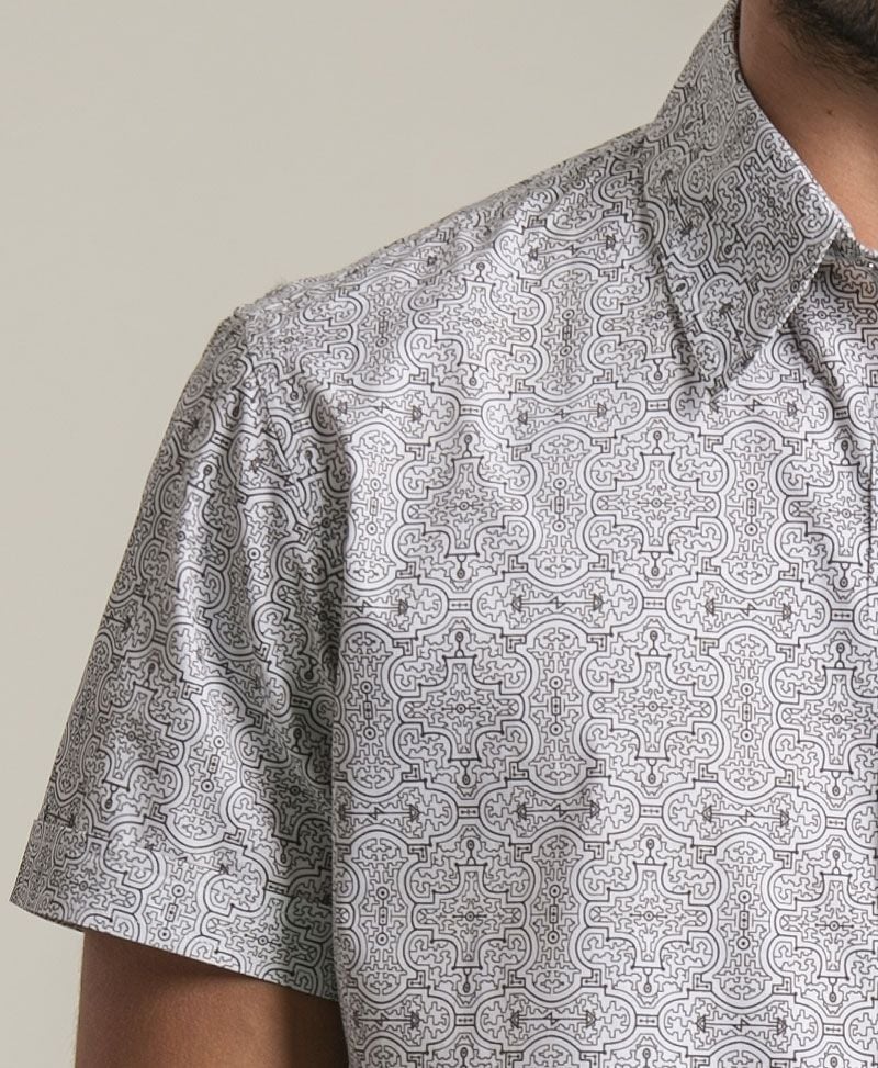 Shipibo Kené Button Shirt ➟ White