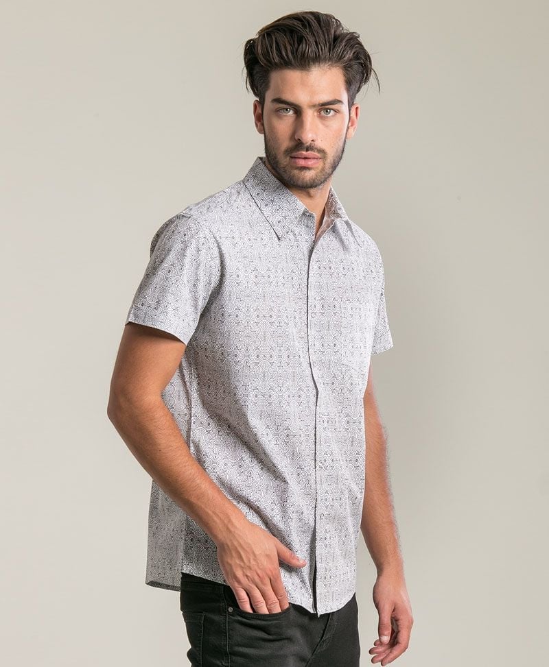 Shipibo Kené Button Shirt ➟ White