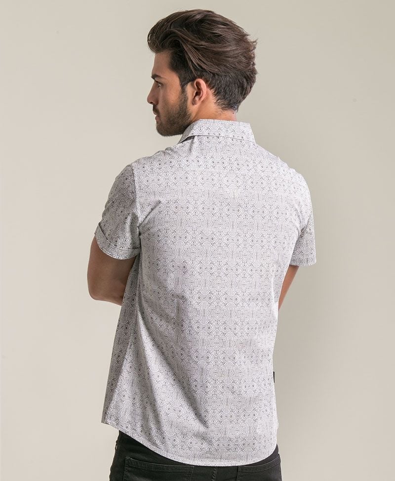 Shipibo Kené Button Shirt ➟ White