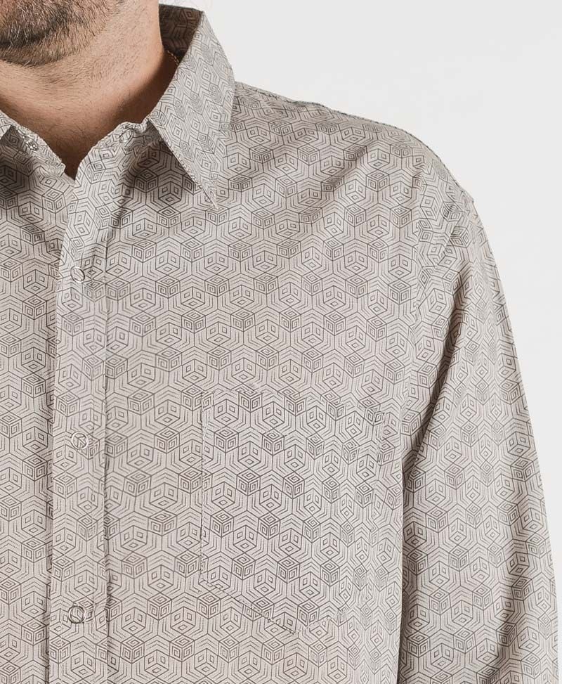 Kubic Long Button Shirt ➟ Light Grey