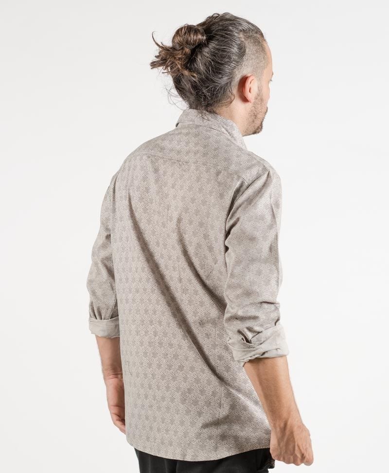Kubic Long Button Shirt ➟ Light Grey