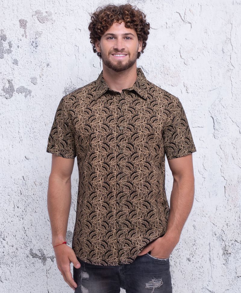 black printed Hawaiian shirt 