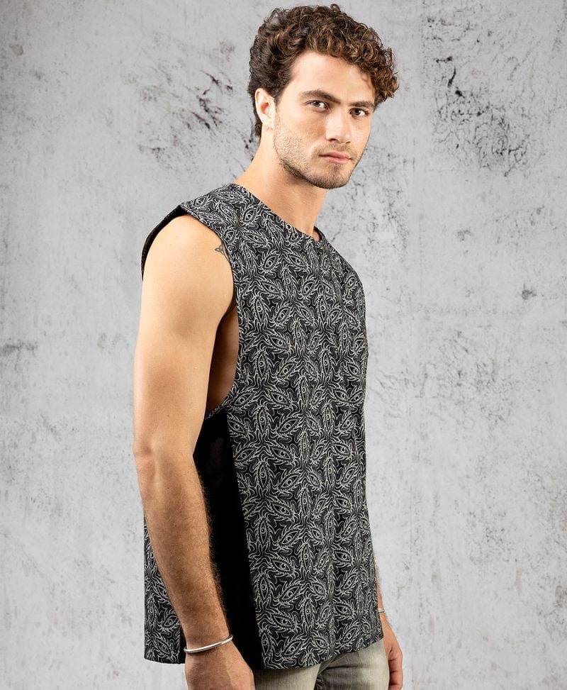 psychedelic man tank top black 