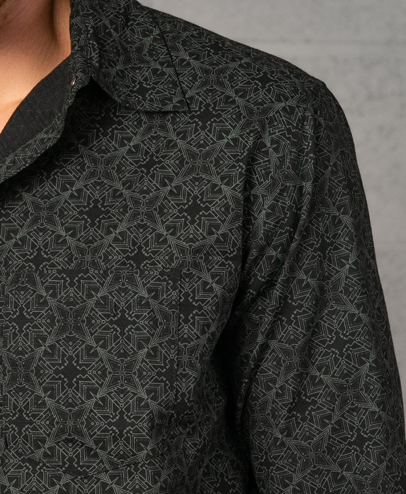 Squarcle Long Button Shirt ➟ Black