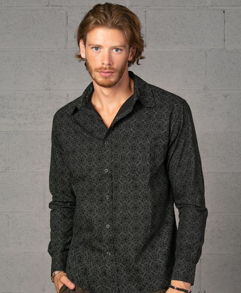 Squarcle Long Button Shirt ➟ Black