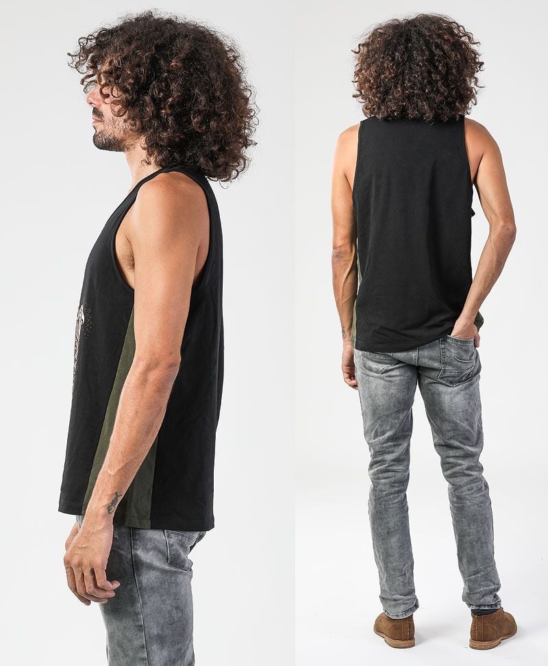 Hamsa Tank Top ➟ Black + Olive