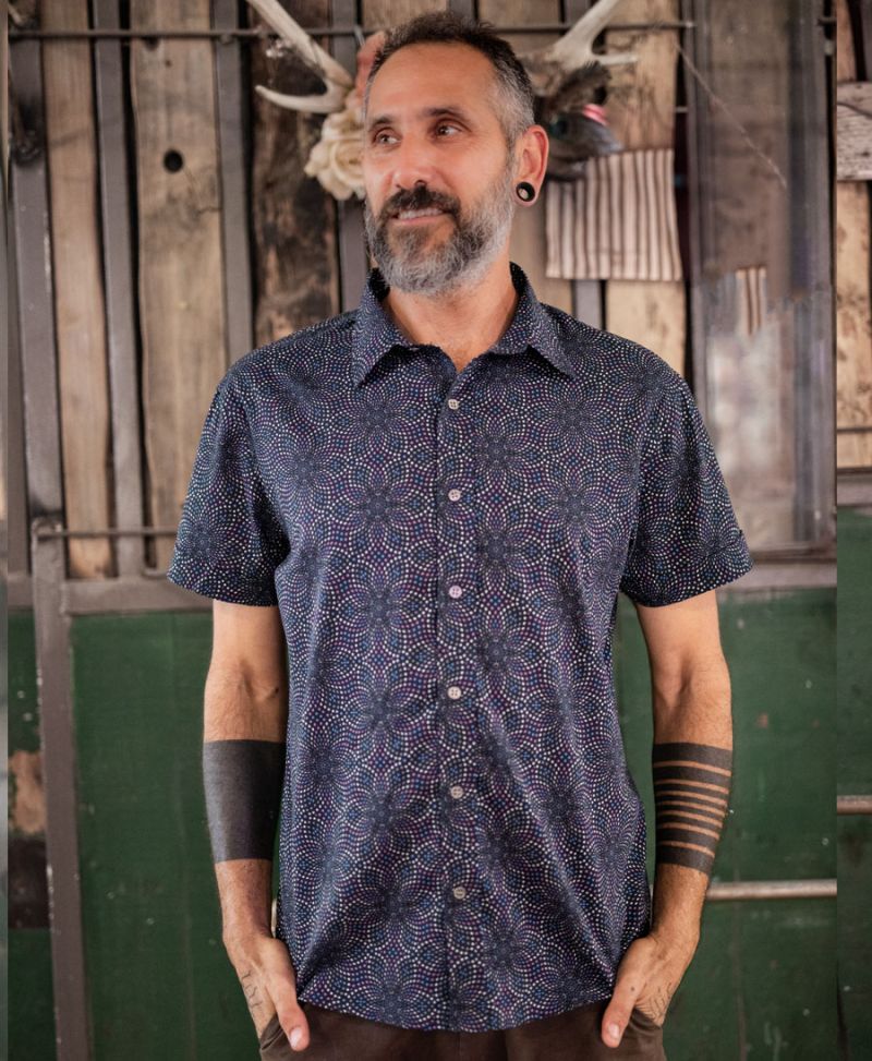 Purple Men Button Up Shirt 