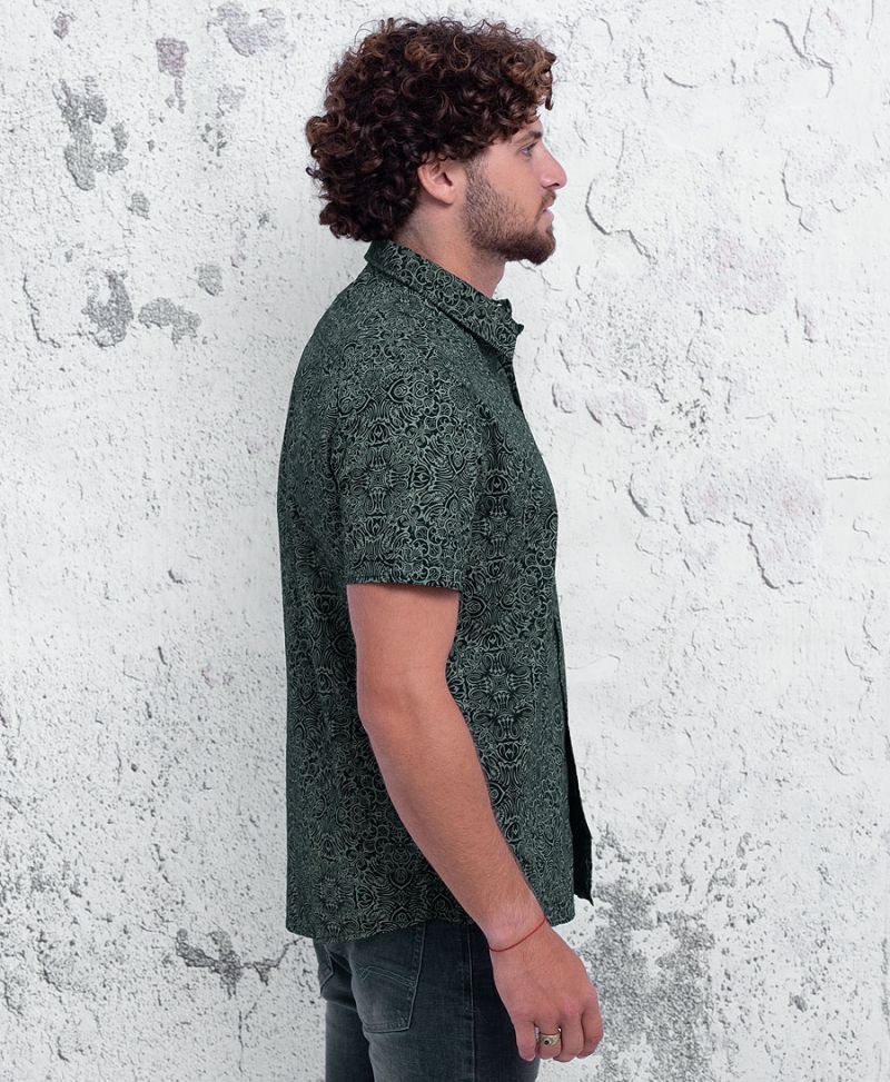 Virus Button Shirt ➟ Black