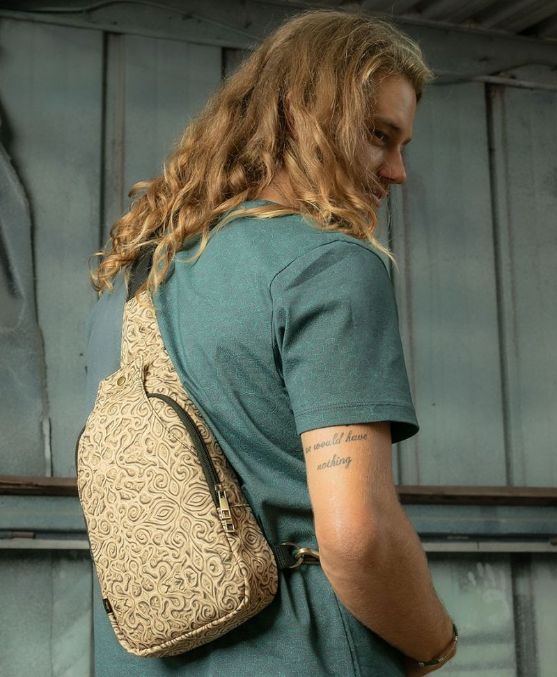 Sand print sling bag vegan day bags