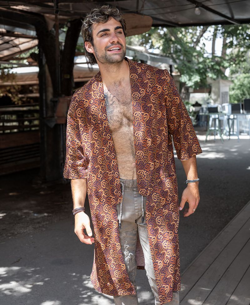 serpent kimono jacket brown  