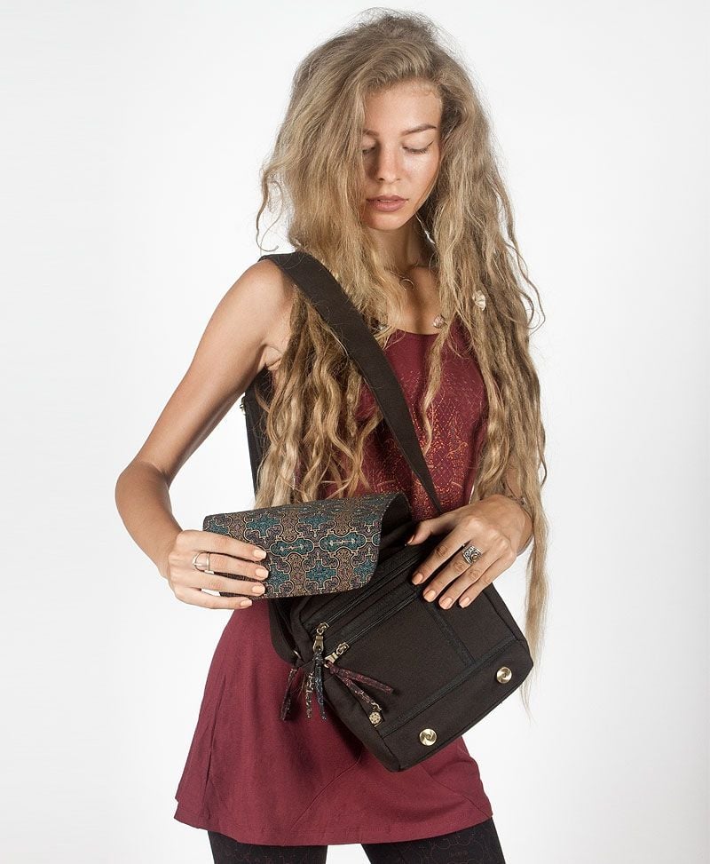 Shipibo Kené CrossBody Bag - Black