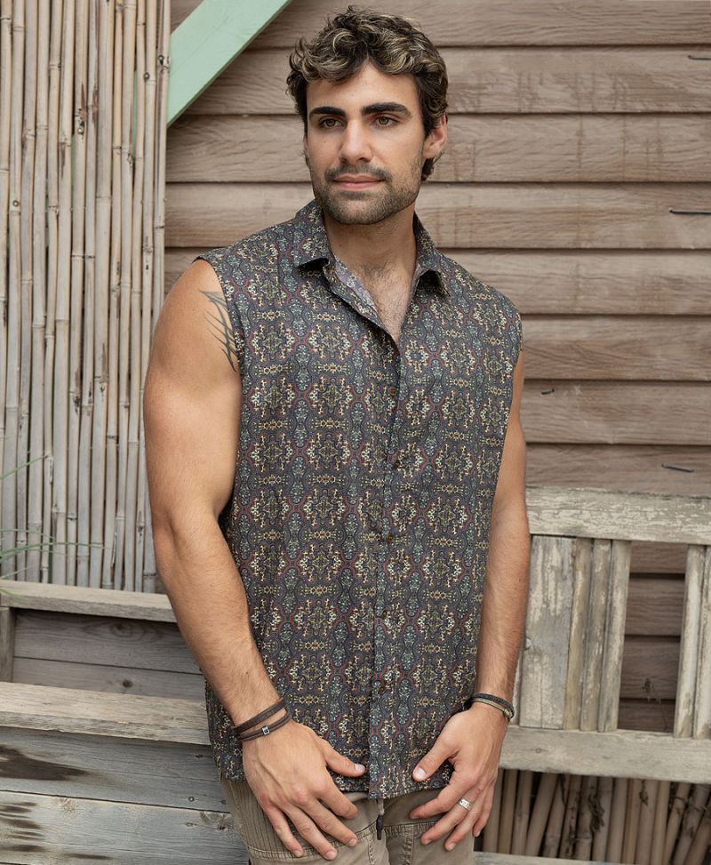 LSD Molecule Sleeveless Button Up 