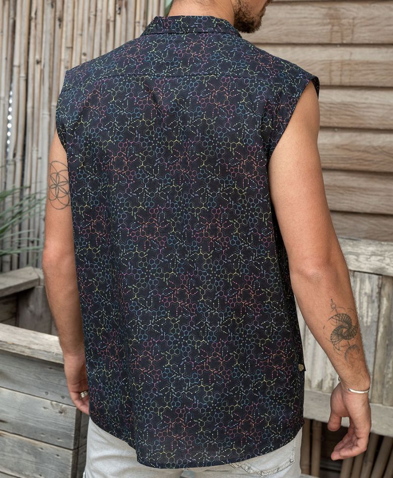 LSD Molecule Sleeveless Button Up 
