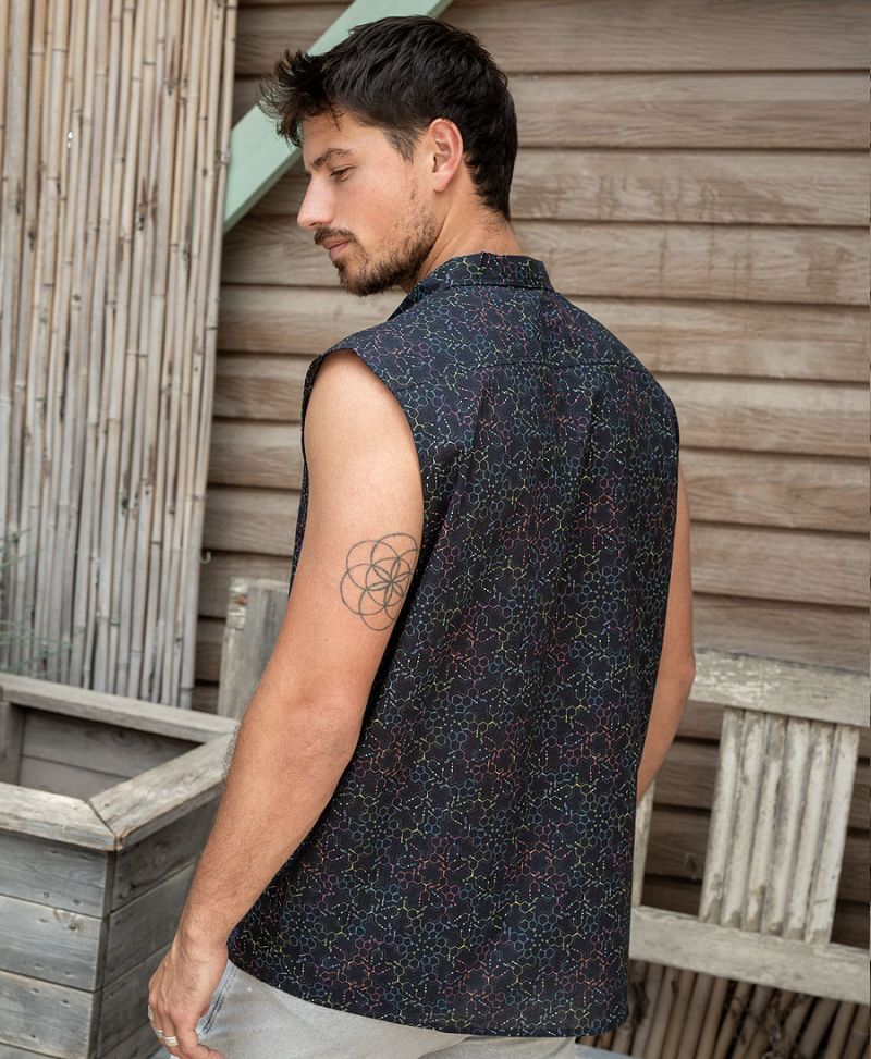 LSD Molecule Sleeveless Button Up 