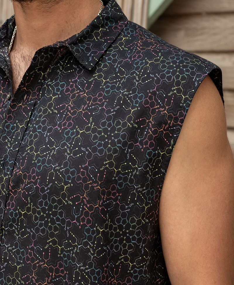 LSD Molecule Sleeveless Button Up 