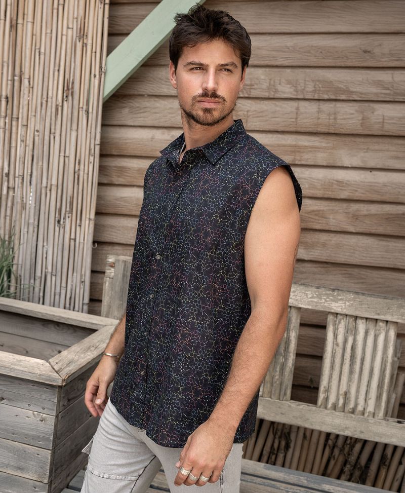 LSD Molecule Sleeveless Button Up 