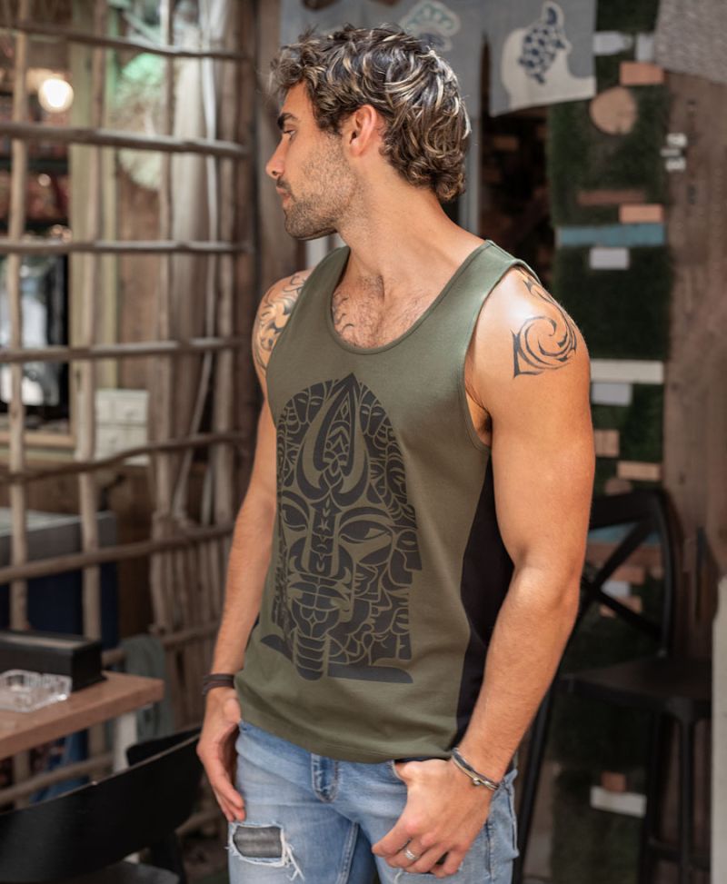 Trishulamukhi Tank Top ➟ Olive