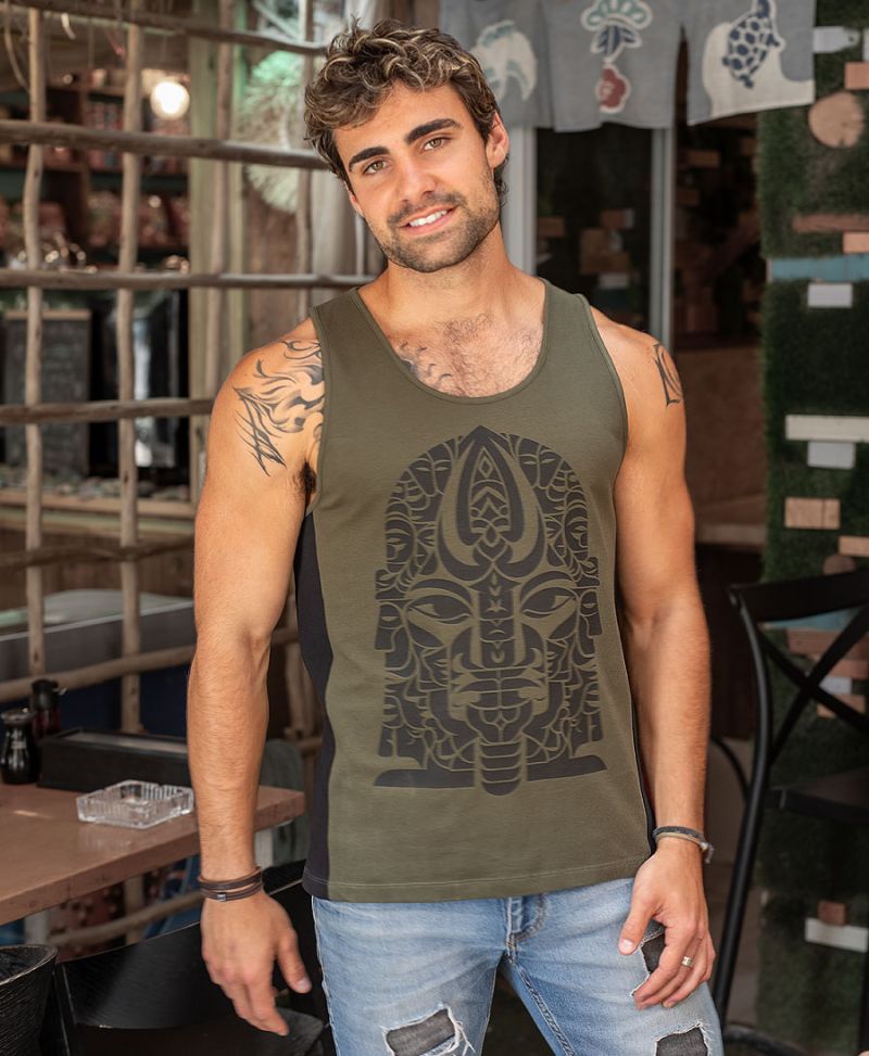 Trishulamukhi Tank Top ➟ Olive