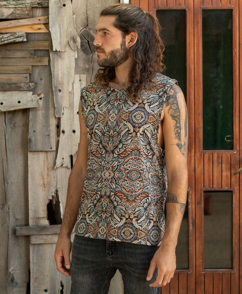 Tribal Printed Tank Top for Men 