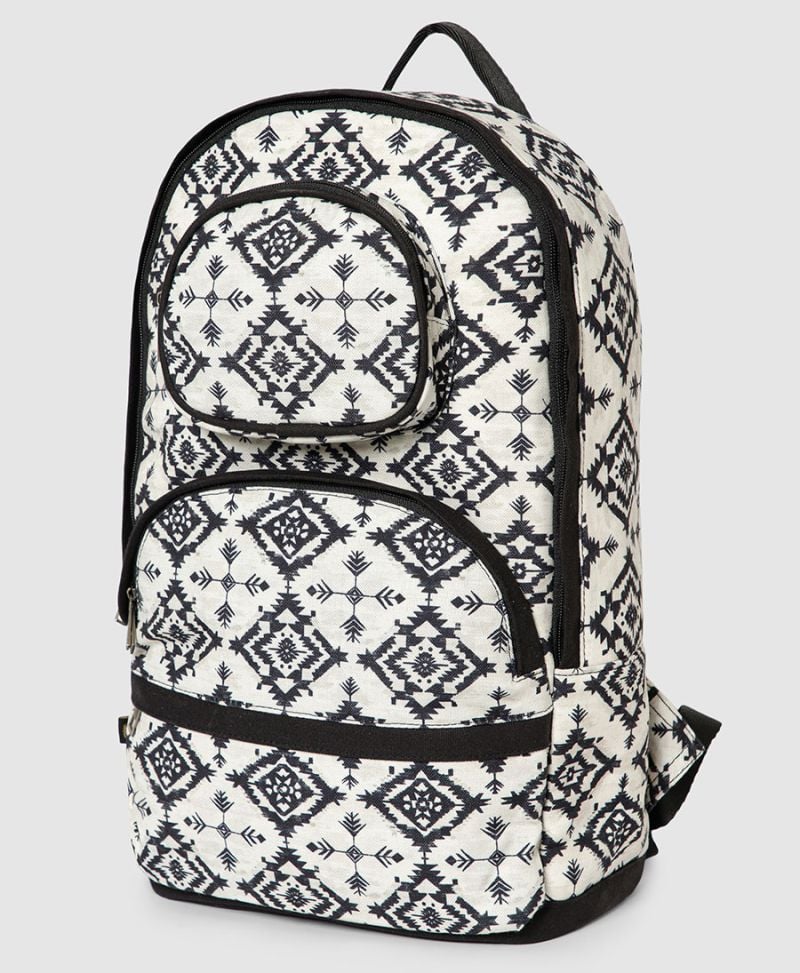 white tribal backpack vegan