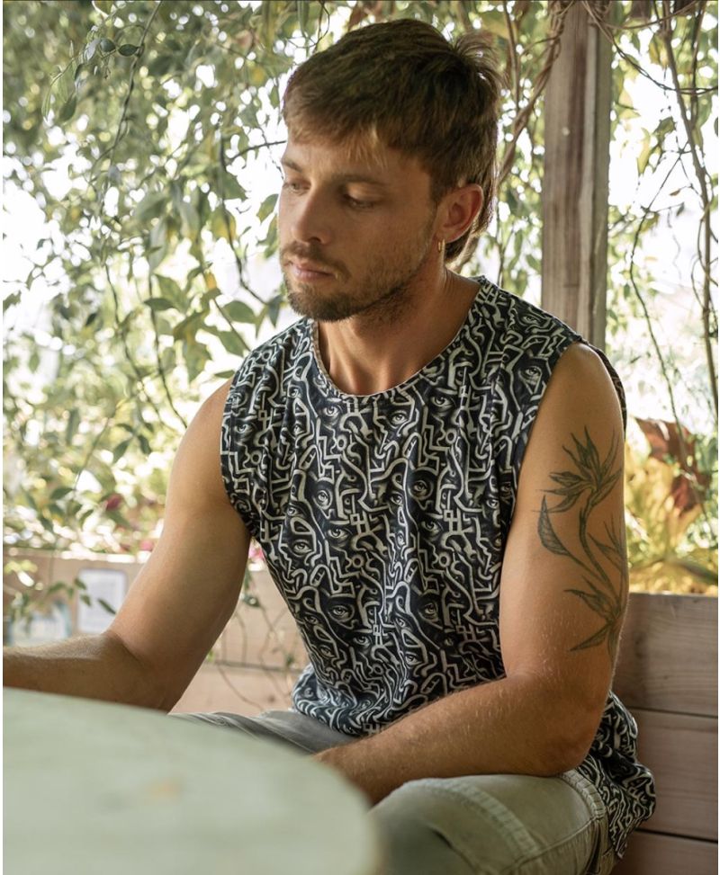 Eyes print tank top for man