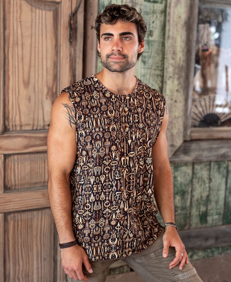 trishul brown tank top for man