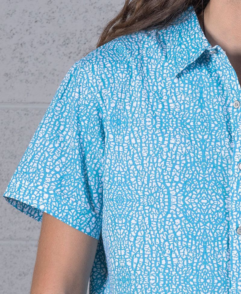 Melon Button Shirt ➟ Turquoise