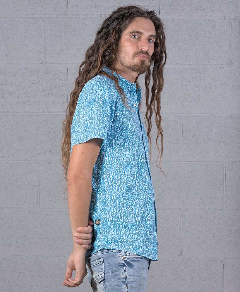 Melon Button Shirt ➟ Turquoise