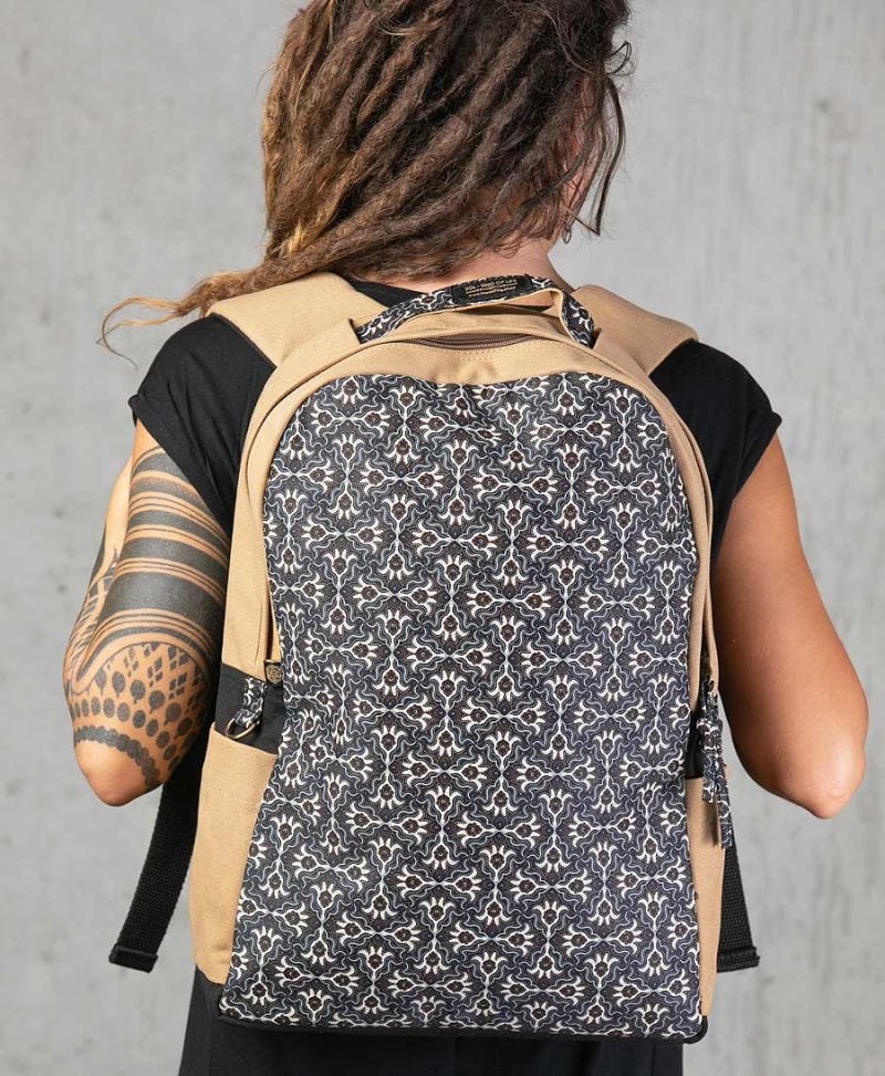 tribal print canvas backpack for women laptop bag